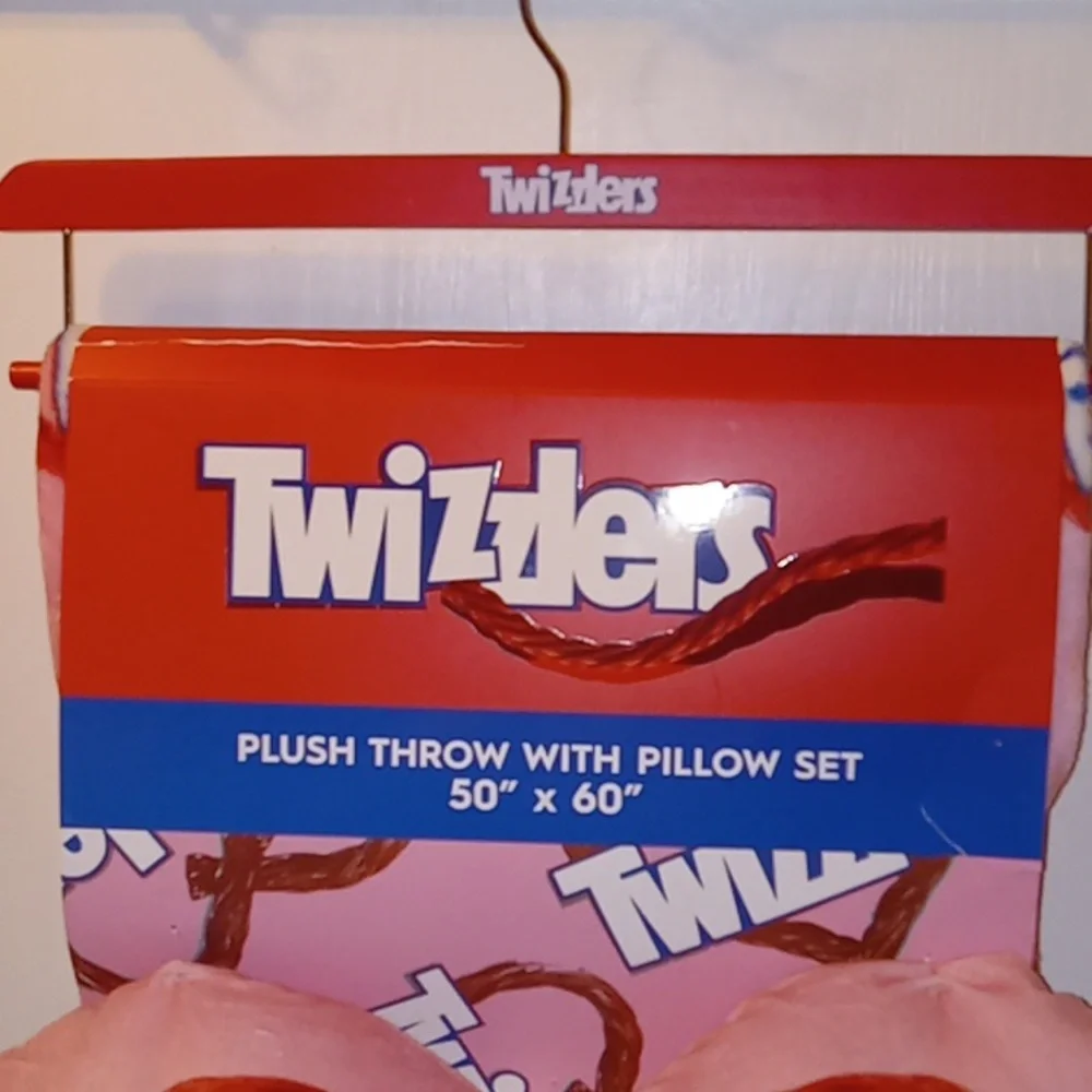 Twizzlers Valentines Day Licorice Pink Plush Throw with Pillow Set